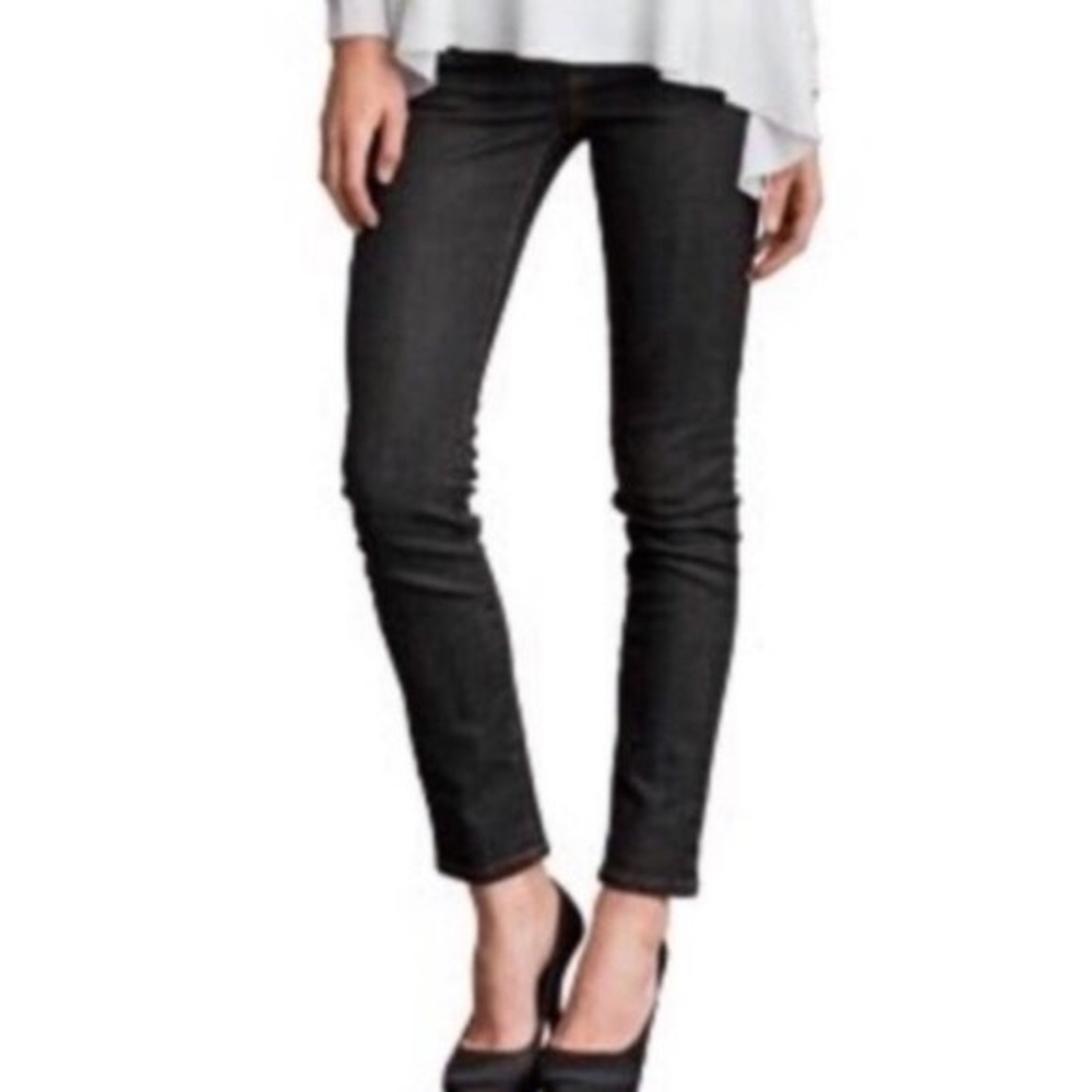 CAbi 202 Washed Black Faded Mid Rise Stretch Skinny Jeans Women’s Size 10 30 Med